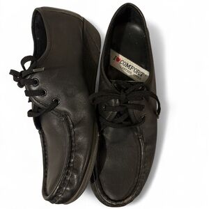 VTG Sears Roebuck - I Love Comfort Black Slip On Lace Up Shoes Leather Size 8B